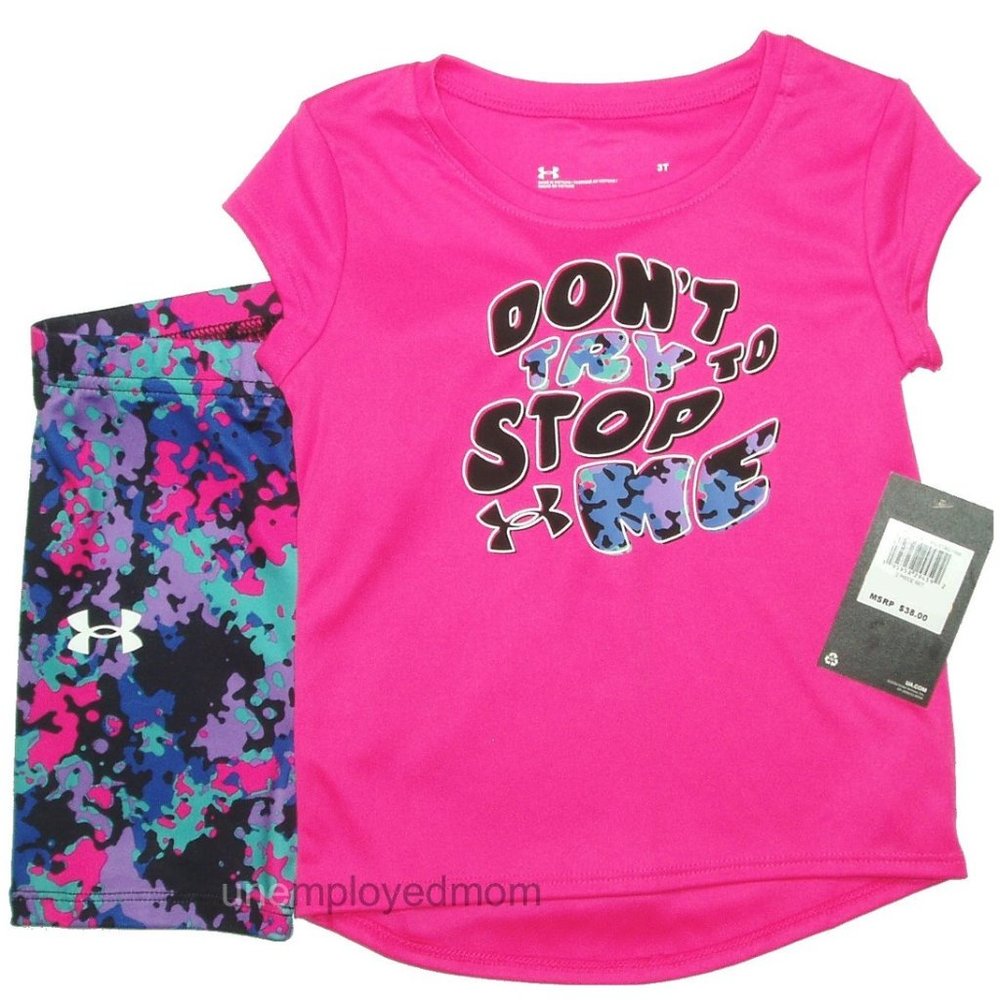 Girls Under Armour Bike Short Set 2 pc Athletic Sports Wear Don’t Stop Me
